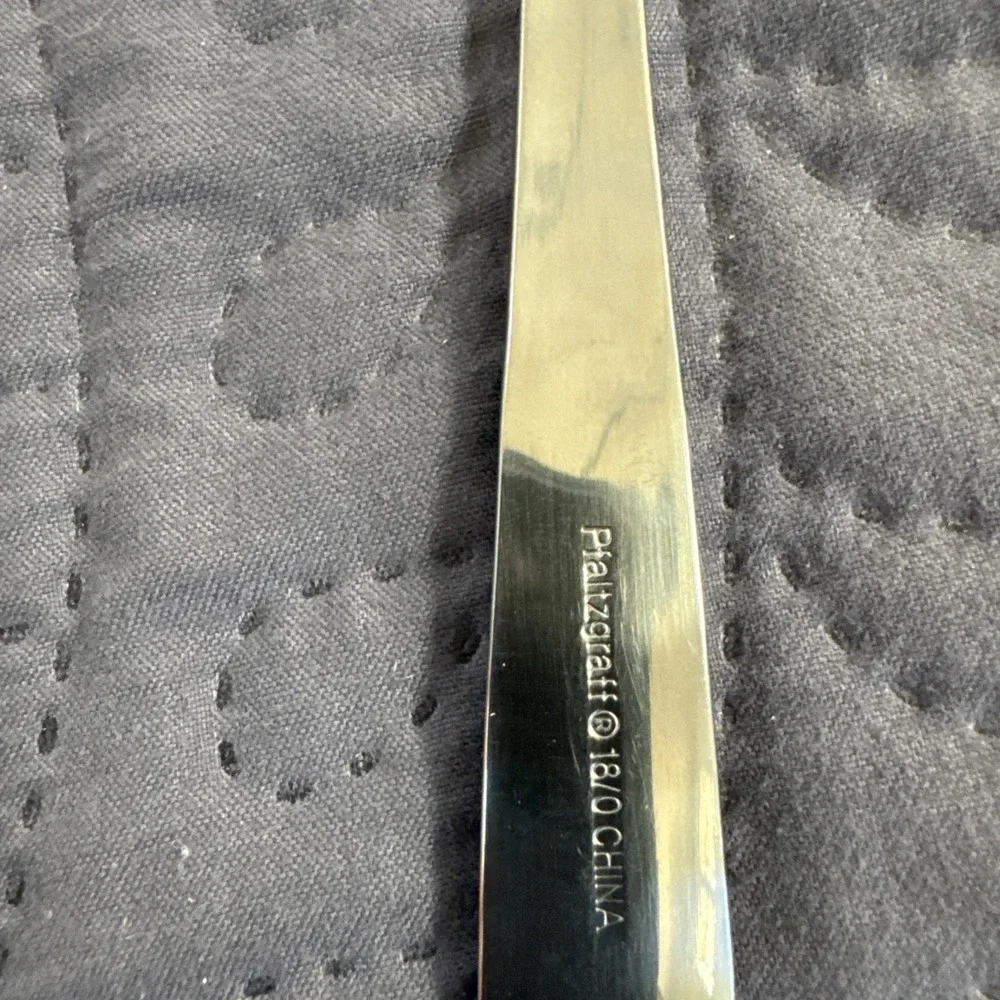 2 Pfaltzgraff Stainless Glossy Soup Spoon Flatware 18/0 Silverware Square End 7